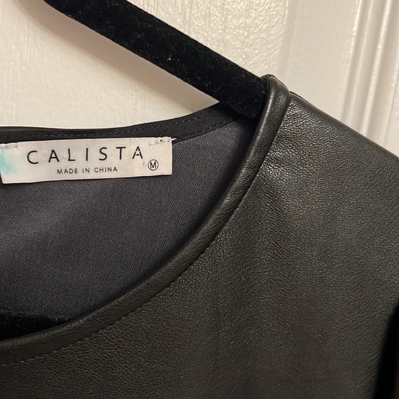 Calista Faux Leather Black Dress - Picture 6 of 11